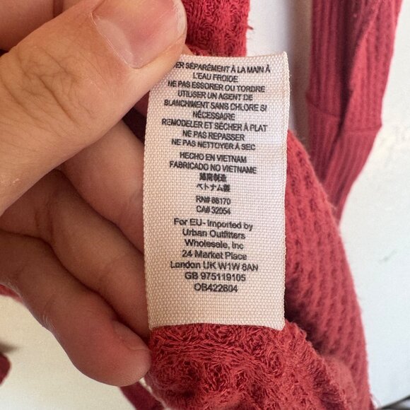 We The Free By Free People Red Waffle Knit Cowl Neck Tunic Top Womens S - Picture 6 of 9